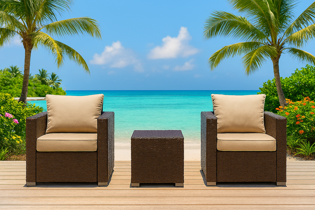 Modern Patio Solutions Parto Outdoor Grand Sofa (86"), Swivel Chair & Table Set