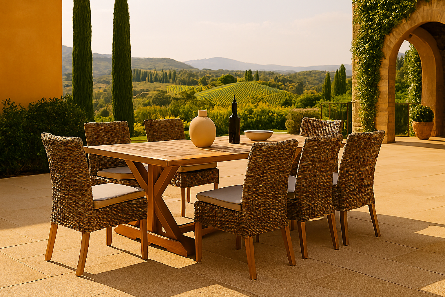 Modern Patio Solutions Transom  Wood Outdoor Dining Table & Dining Chairs Set